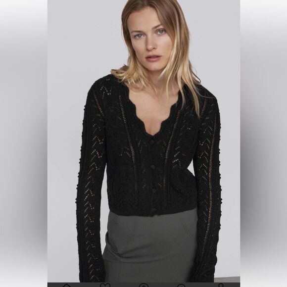 ZARA Black Knit Cardigan Top Jacket size S - Picture 3 of 14